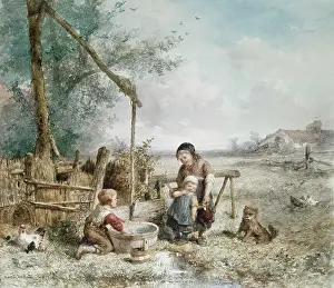 Mari: Summer scene with children playing