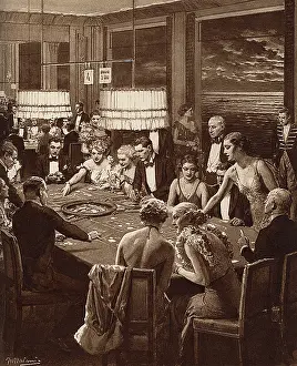 Gamblers: The Summer Sporting at Monte Carlo Beach by Matania