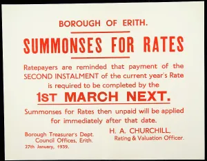 Rating: Summonses for Rates. 1939