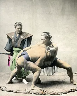 Sumo: Sumo wrestlers and referee, Japan
