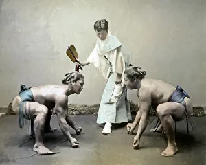 Sumo: Sumo wrestlers and referee, Japan