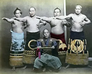 Sumo: Sumo wrestlers and referee, Japan