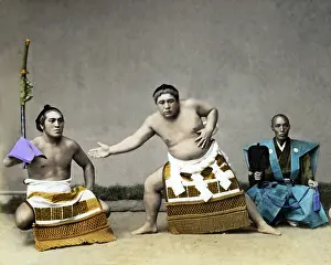 Sumo: Sumo wrestlers and referee, Japan