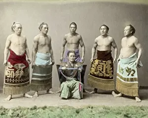 Sumo: Sumo wrestlers and referee, Japan