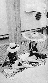 Sunhats: Sun basking on board an ocean liner