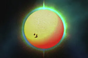 Corona: The sun with a colorful aura surrounding it