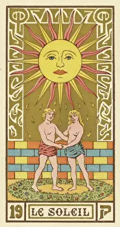 Soleil: The Sun depicted on a Tarot card