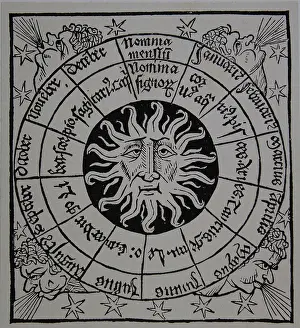 1489: Sun. Woodcut of the work of 'Anianus;