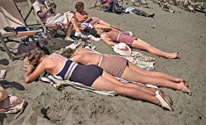 Shanklin: Sunbathers on beach, Shanklin, Isle of Wight