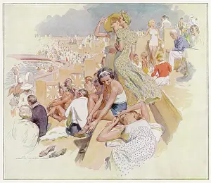 Sunbathers: Sunbathing by a pool in the French Riviera