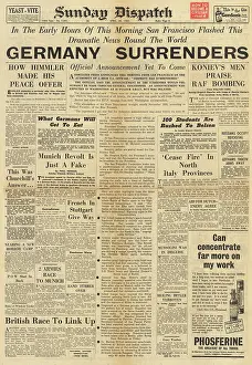 Germanys: Sunday Dispatch front page Reports of Germanys surrenders