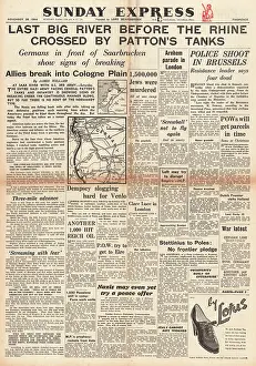 Spitfires: Sunday Express front page Allied drive for Cologne