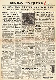 Heatwave: Sunday Express front page Allies end fraternisation ban