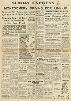 Akyab: Sunday Express front page Battle of the Bulge
