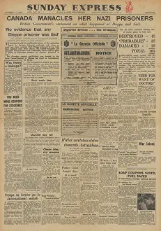 Manacles: Sunday Express front page Canada manacles German POWs