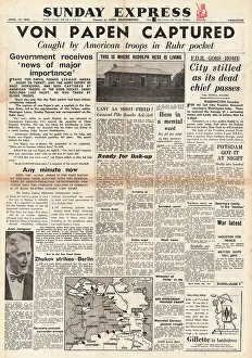 Tolbukhin: Sunday Express front page Capture of Von Papen