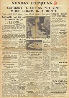 Bochum: Sunday Express front page RAF bomb Bochum