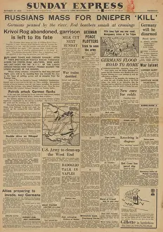 Volturno: Sunday Express front page Red Army advances on Eastern Front
