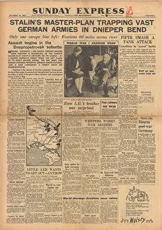 Volturno: Sunday Express front page Red Army captures Melitopol