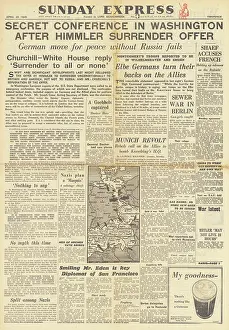 Germanys: Sunday Express front page Reports of Germanys surrender