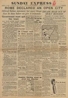 Catania: Sunday Express front page Rome declared an open city