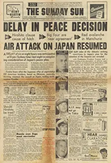Japans: The Sunday Sun front page Delay in Japans surrender