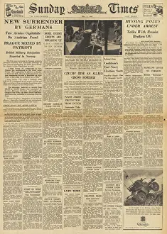 Swinemunde: Sunday Times front page Germans surrender in Norway