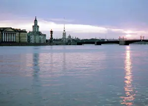 Neva: Sunrise over Neva River in Leningrad, 1981