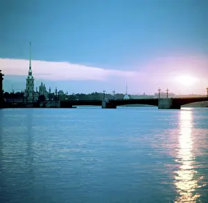 Neva: Sunrise over Neva River in Leningrad, 1981