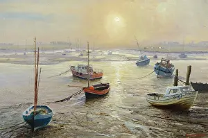 Denton: Sunset, East Coast ' with small boats