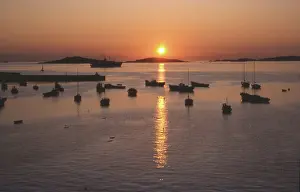 Scillies: Sunset in the harbour, St Mary's, Isles of Scilly