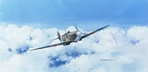 Spitfires: Supermarine Spitfire Mark VB ? in flight over clouds