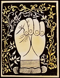 Palmistry: superstition, chiromancy, closed hand, woodcut