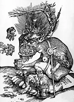 Hellfire: superstition, devil, woodcut by Hans Weiditz