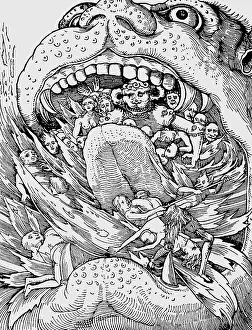 Hells: superstition, hell, hell's throat, woodcut, 16th