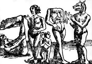 Cosmographia: superstition, mythical creatures, monsters, woodcut
