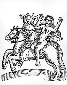 Malmesbury: superstition, witchcraft, witch with devil riding