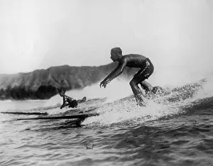 Surfers: Surfers at the coast of Waikiki