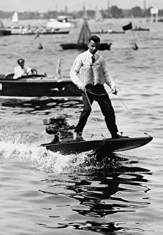 Surfing: Surfing with outboard engine. Berlin-Grunau