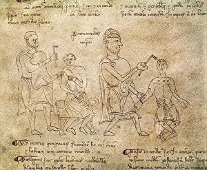 Trepanning: Surgery. Ausculation and examination of patient