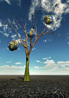 Recycling: A surreal concept showing Earth planets on the
