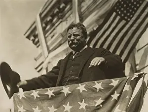 Lcgr1705: Surrounded by flags and bunting, Theodore Roosevelt