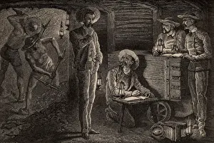 Influence: Mine survey in progress. 1869. Wood engraving
