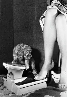 Bathroom: Susi - with bathroom scales and Mum