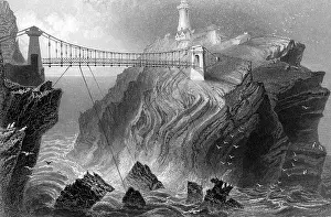 Holyhead: Suspension bridge to the South Stack lighthouse