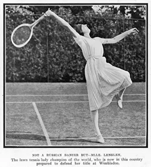 Suzanne Lenglen taking a shot 1921