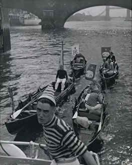 Thirds: Swan upping on the River Thames, London