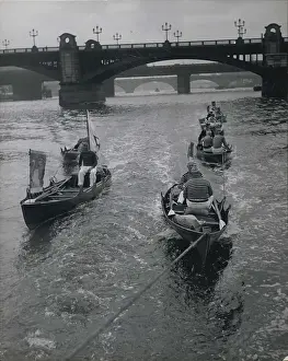 Thirds: Swan upping on the River Thames, London