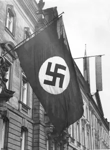 Decorating: Swastika flag in the Wilhelmstrasse in Berlin, 1935