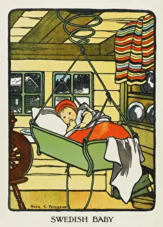 Sucking: SWEDISH BABY IN CRADLE
